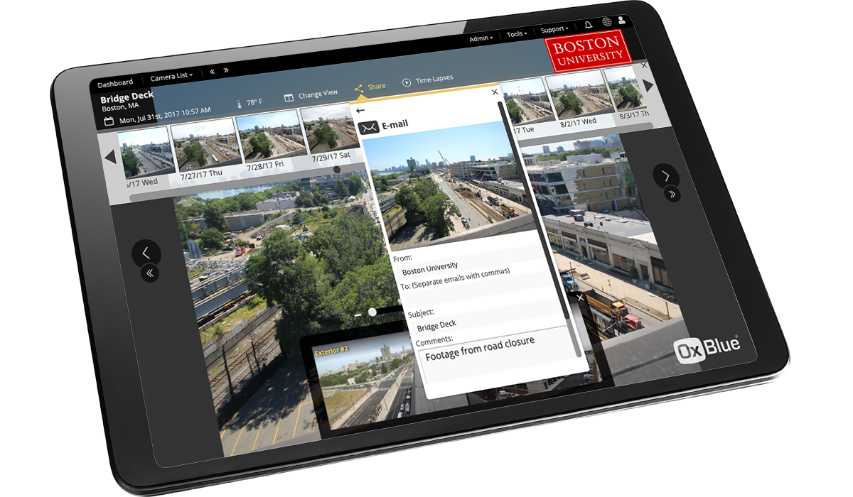 Construction cameras with remote on demand visibility