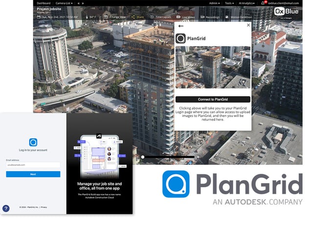 oxblue construction camera - procore and plangrid integration