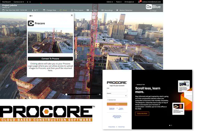oxblue construction camera - procore integration