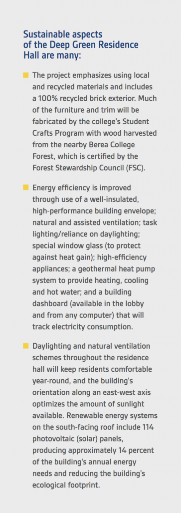 sustainable aspects of residence halls list