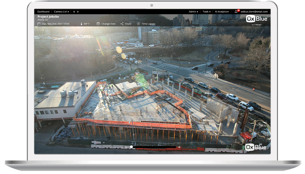 OxBlue Construction Camera Live Steaming Video